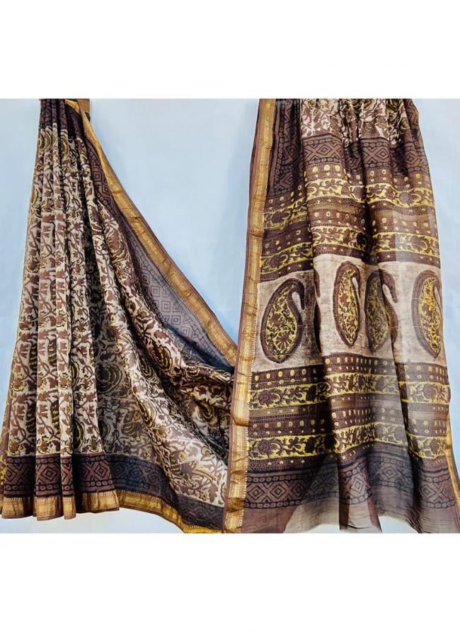 Maheshwari Silk Multi Colour Traditional Wear Block Printed Saree